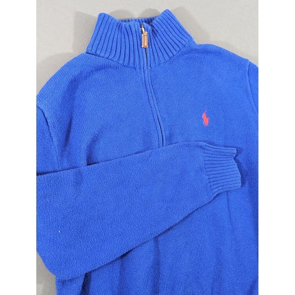 Polo Ralph Lauren Pullover Men's Large Quarter Zip Cotton Heavyweight Royal Blue